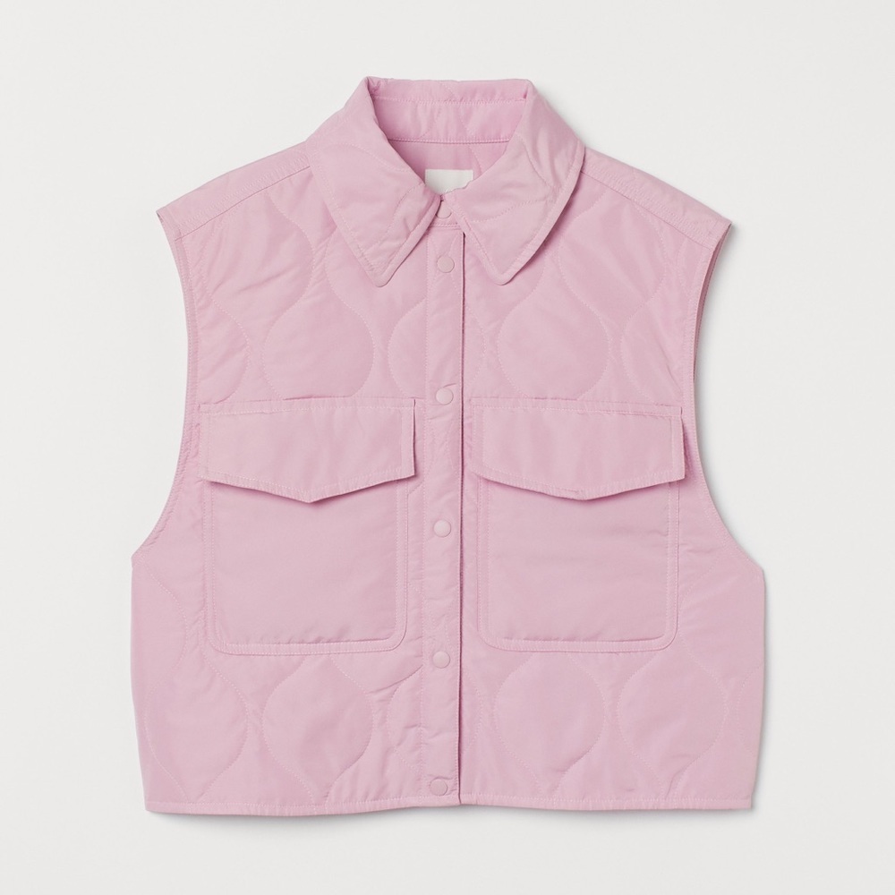 H&M Quilted Gilet Pink Vest Size XS